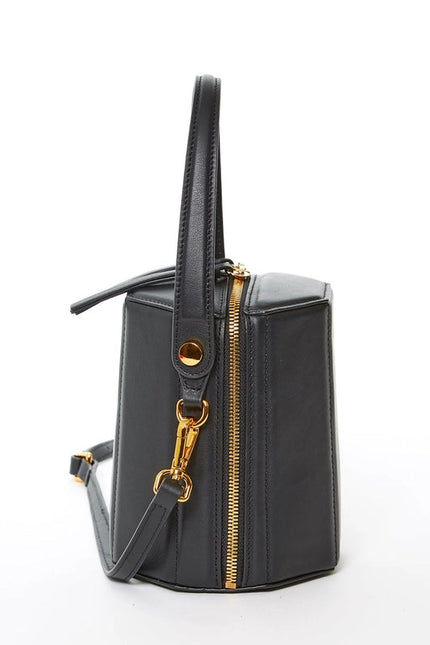 Harper Black Leather Bucket Bag