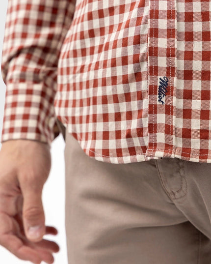 Harvard Burgundy Slim Fit Checkered Shirt