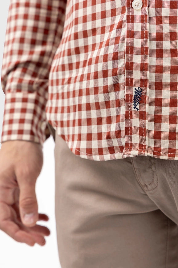 Harvard Burgundy Slim Fit Checkered Shirt