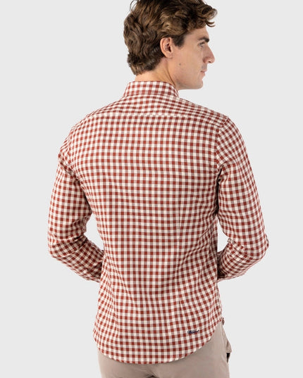 Harvard Burgundy Slim Fit Checkered Shirt