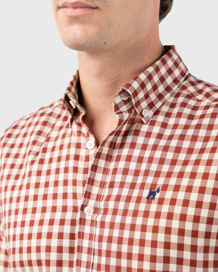 Harvard Burgundy Slim Fit Checkered Shirt