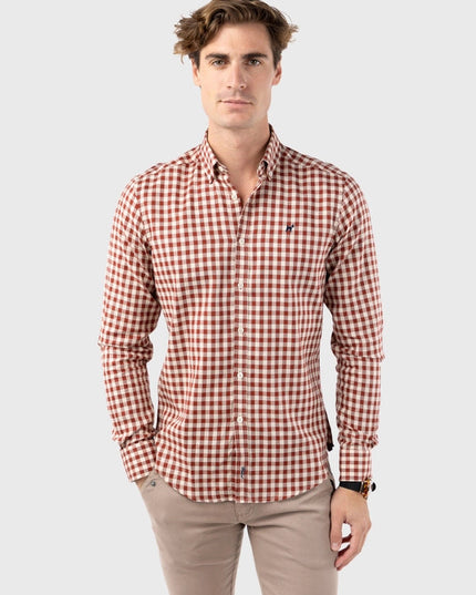 Harvard Burgundy Slim Fit Checkered Shirt