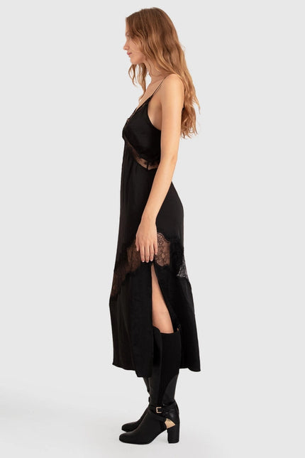 Heavenly Bodies Lace Slip Dress - Black