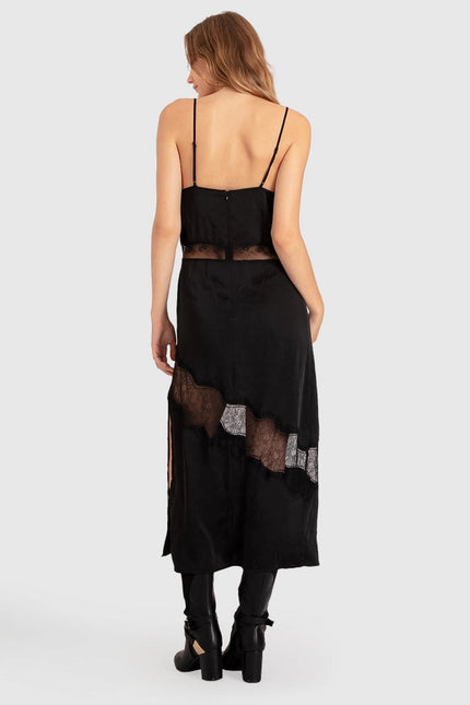 Heavenly Bodies Lace Slip Dress - Black