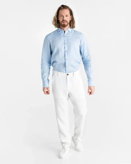 Heavyweight Men's Linen Pants Morcote in White