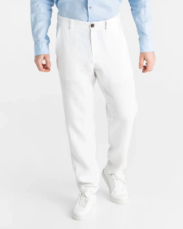 Heavyweight Men's Linen Pants Morcote in White