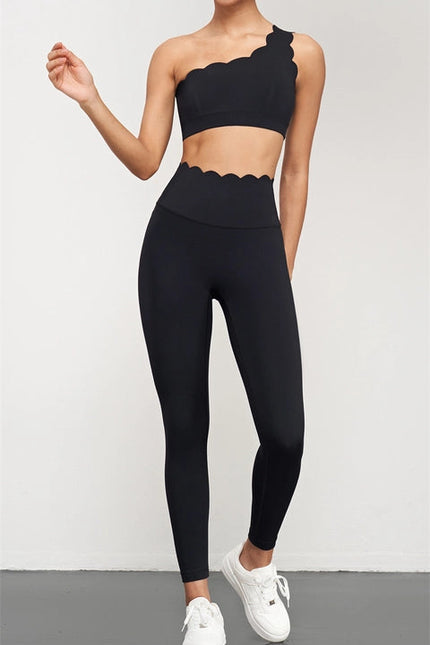 Helena Scallop High Waist Leggings Black