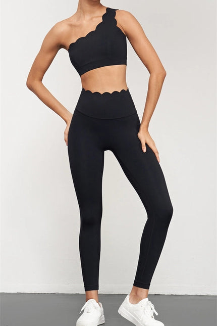 Helena Scallop High Waist Leggings Black