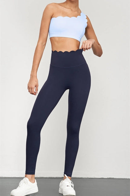 Helena Scallop High Waist Leggings Navy