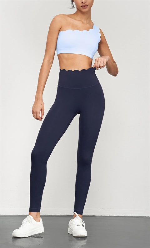 Helena Scallop High Waist Leggings Navy