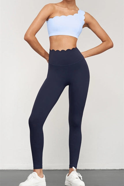 Helena Scallop High Waist Leggings Navy