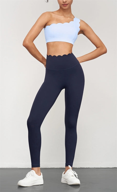 Helena Scallop High Waist Leggings Navy