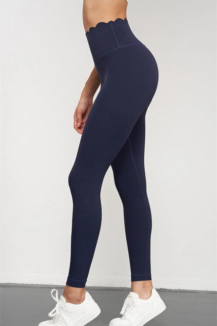 Helena Scallop High Waist Leggings Navy