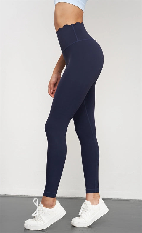 Helena Scallop High Waist Leggings Navy