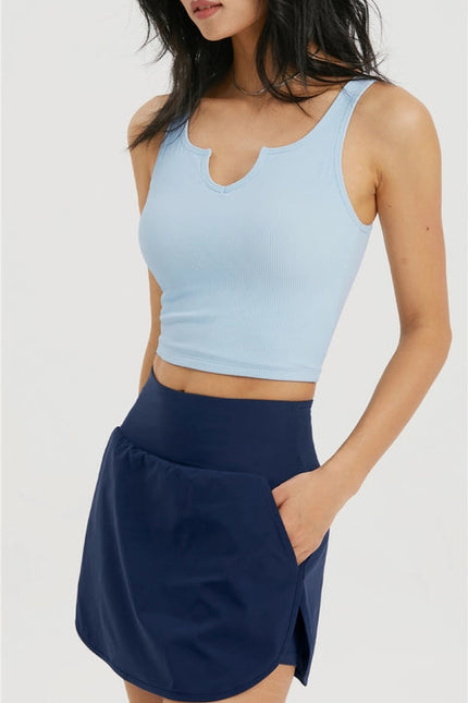 Hera Molded Cup Ribbed Everyday Tank Top Baby Blue