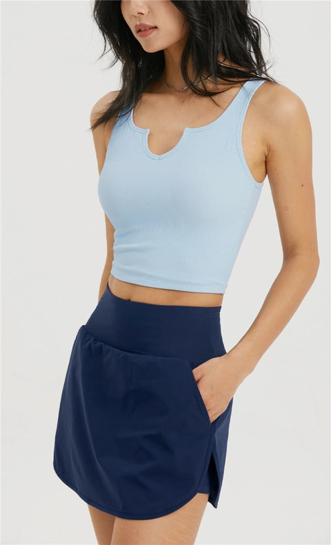 Hera Molded Cup Ribbed Everyday Tank Top Baby Blue