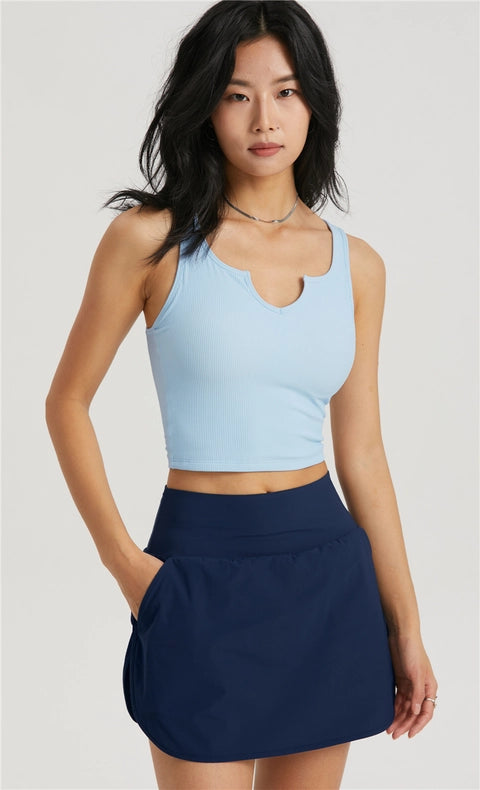 Hera Molded Cup Ribbed Everyday Tank Top Baby Blue