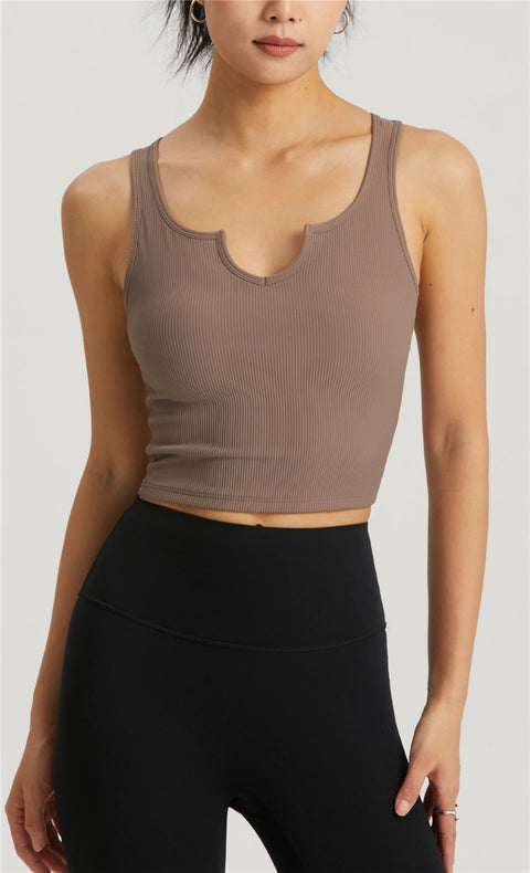 Hera Molded Cup Ribbed Everyday Tank Top  Hot Cocoa