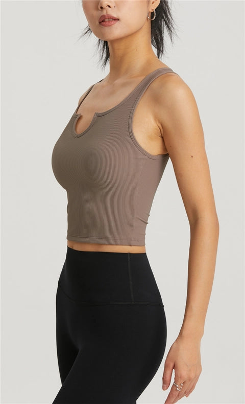 Hera Molded Cup Ribbed Everyday Tank Top  Hot Cocoa