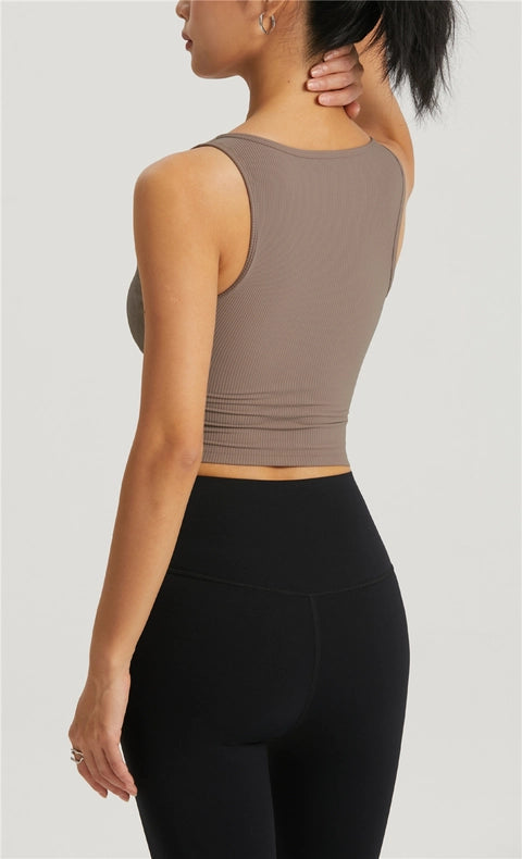 Hera Molded Cup Ribbed Everyday Tank Top  Hot Cocoa