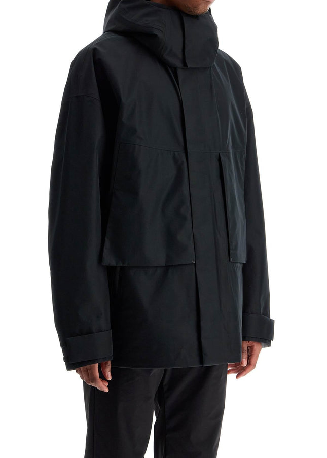 Herno Laminar short black waterproof jacket for men in polyester with hood