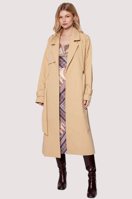 High Bluff Trench Coat - Sand Cotton Cinched Waist Fall