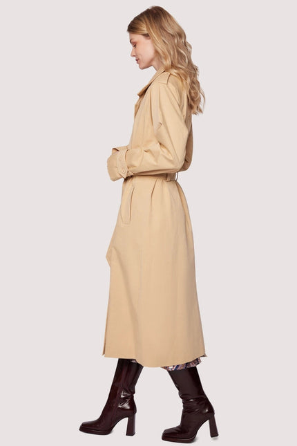 High Bluff Trench Coat - Sand Cotton Cinched Waist Fall