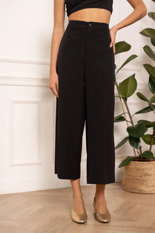 High Waist Culotte Pants Black