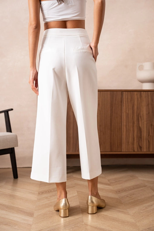 High Waist Culotte Pants White