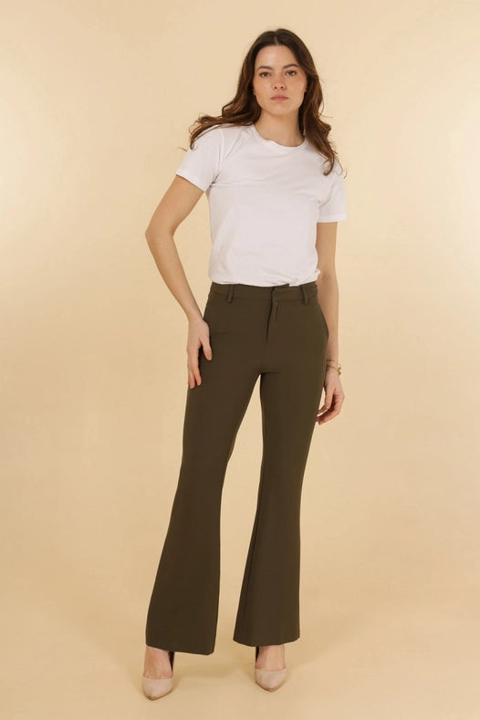 High Waist Elephant Leg Pants Khaki