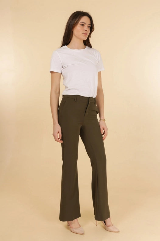 High Waist Elephant Leg Pants Khaki