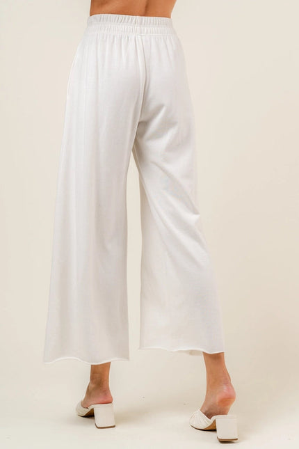 High Waisted Wide Leg Relaxed Fit Lounge PANTS OFF WHITE-Pants-Fore Collection-Urbanheer