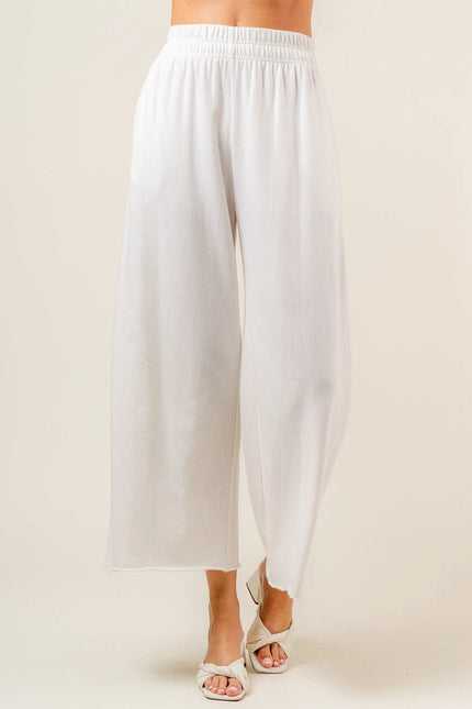 High Waisted Wide Leg Relaxed Fit Lounge PANTS OFF WHITE-Pants-Fore Collection-Urbanheer