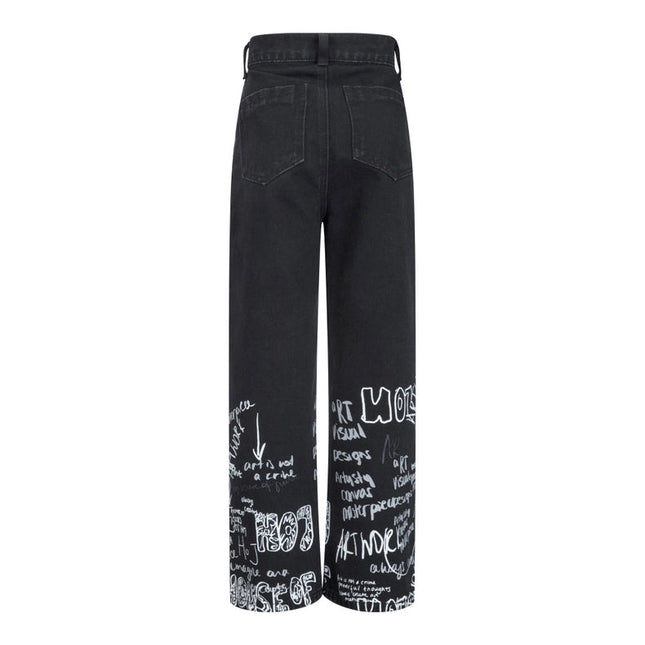 Hoj AW22 Graffiti Sketch Straight Leg Jeans