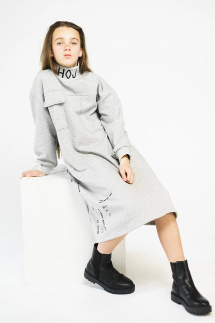 Hoj AW22 Grey High Neck Jumper Dress