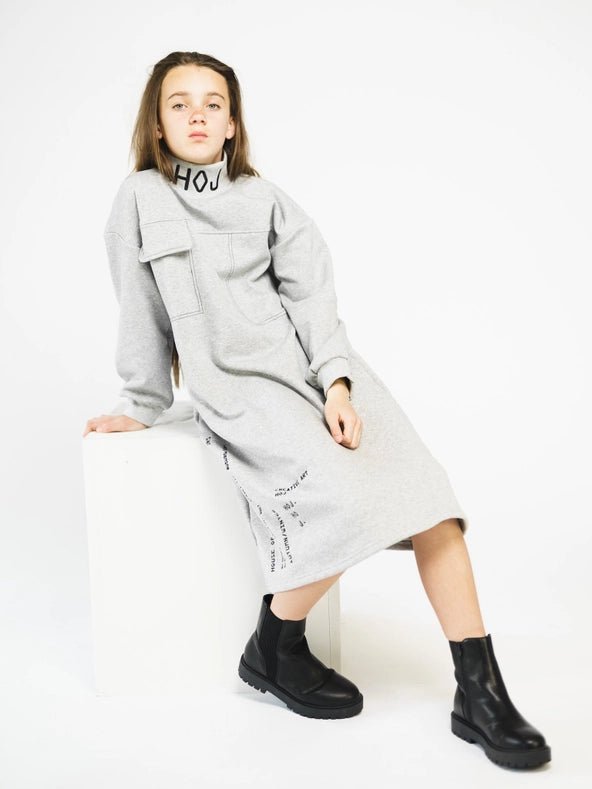 Hoj AW22 Grey High Neck Jumper Dress