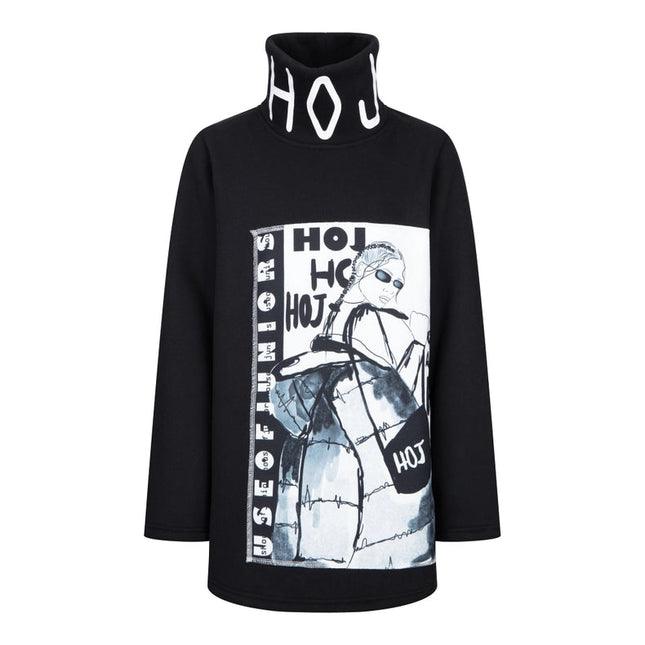 Hoj AW22 Illustrated Canvas High Neck Jumper