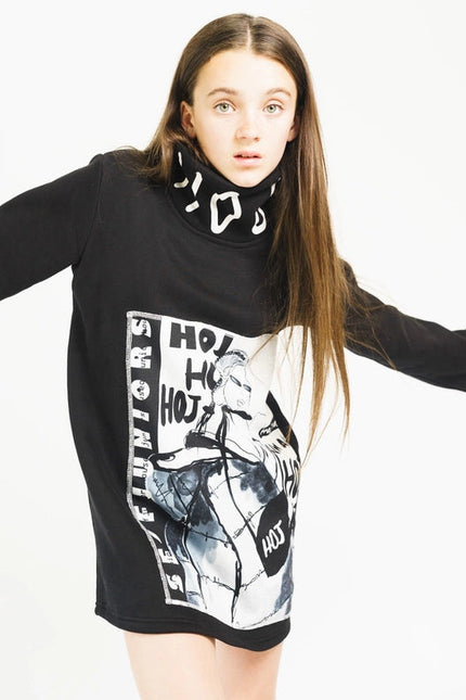 Hoj AW22 Illustrated Canvas High Neck Jumper