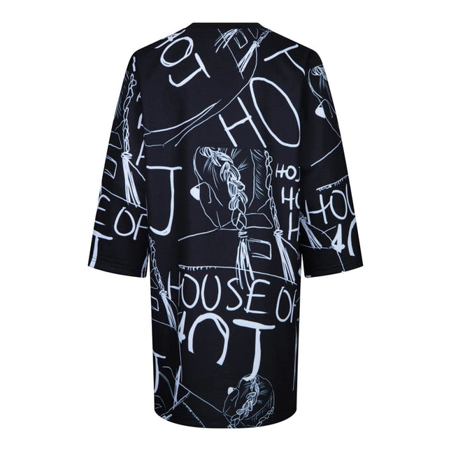 Hoj AW22 Illustrated Mono Graffiti T-Shirt Dress