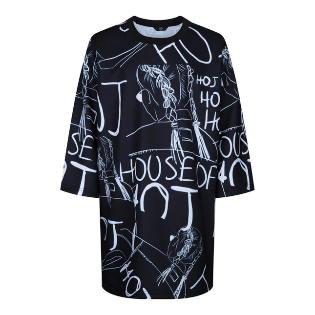 Hoj AW22 Illustrated Mono Graffiti T-Shirt Dress