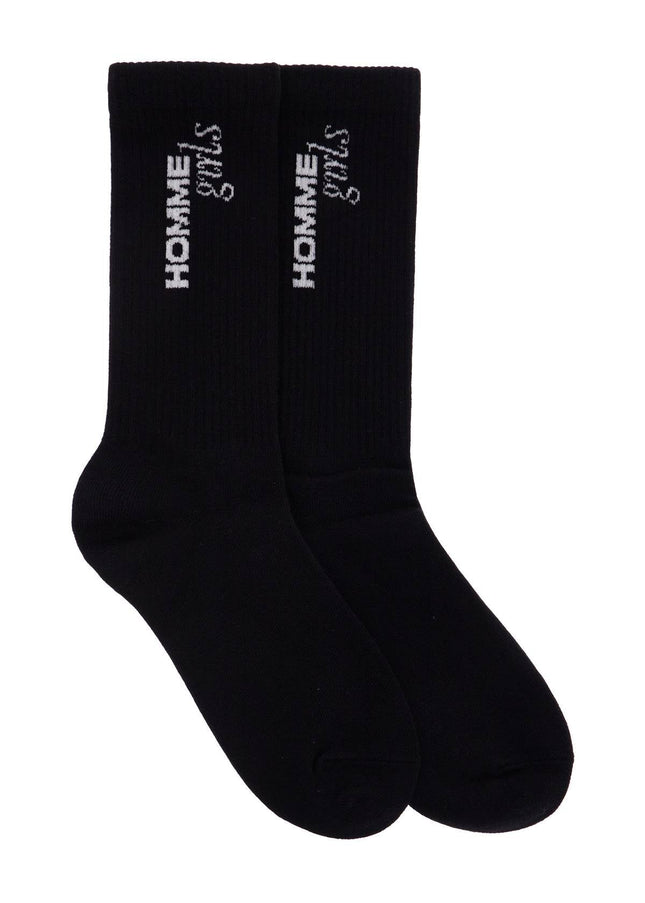 Homme Girls black medium cotton socks pack of 3 with embroidered logo