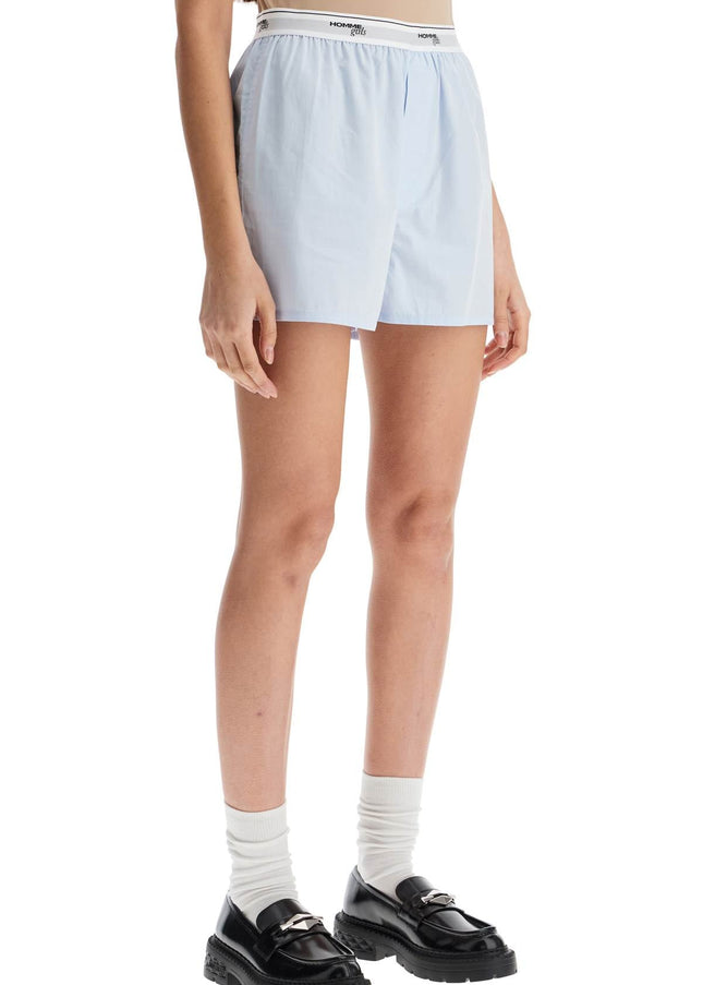 Homme Girls light blue high-waisted cotton boxer shorts