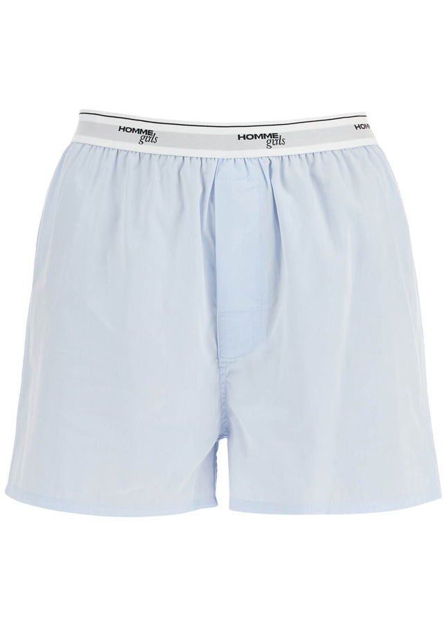 Homme Girls light blue high-waisted cotton boxer shorts