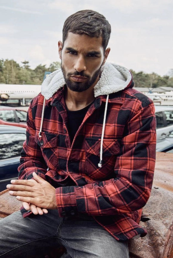 Hooded Lumber Jacket red