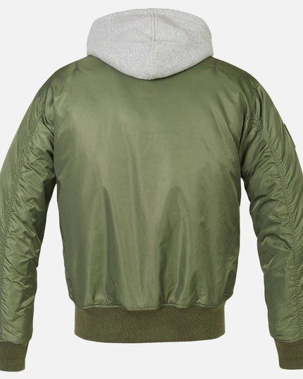 Hooded MA1 Bomber Jacket Olive/Grey