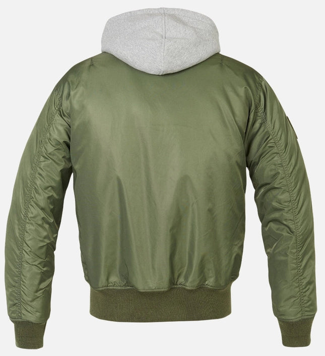 Hooded MA1 Bomber Jacket Olive/Grey