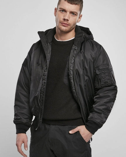 Hooded MA1 Bomber Jacket black