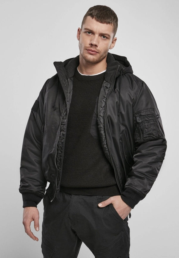 Hooded MA1 Bomber Jacket black