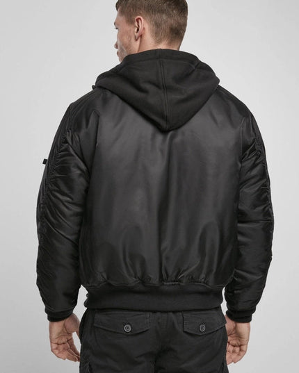 Hooded MA1 Bomber Jacket black