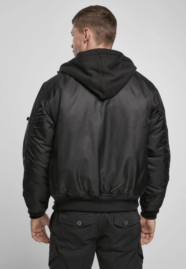 Hooded MA1 Bomber Jacket black